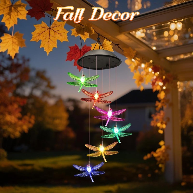 Winzwon Birthday Gifts for Mom Grandma Wife, Solar Lights Outdoor Wind Chimes for Outside Garden Yard Patio Porch Deck Hanging Decor Dragonfly Gifts for Women Her Easter Mothers Day - Image 2